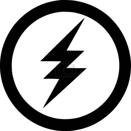 Blitz - schwarz-weiß isoliertes Symbol - Vektorillustration
