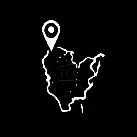 Map - black and white isolated icon - vector illustration