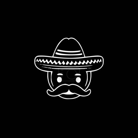 Mexican - black and white vector illustration