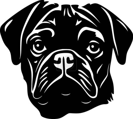 Ilustración de Pug - ilustración vectorial en blanco y negro - Imagen libre de derechos