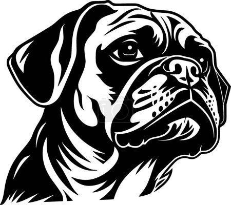 Pug - black and white vector illustration