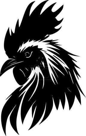 Gallo - ilustración vectorial en blanco y negro