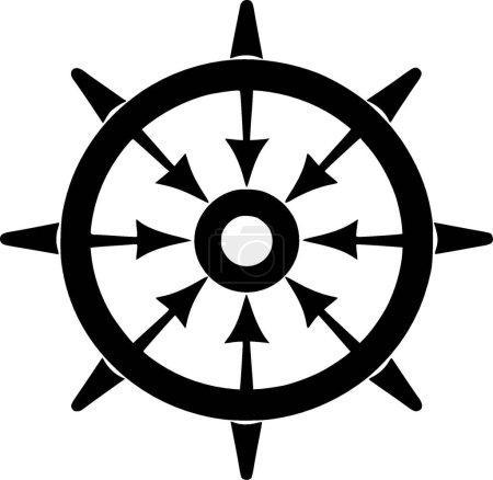 Ship wheel - minimalist and simple silhouette - vector illustration