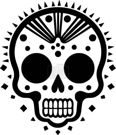 Crâne - icône isolée en noir et blanc - illustration vectorielle