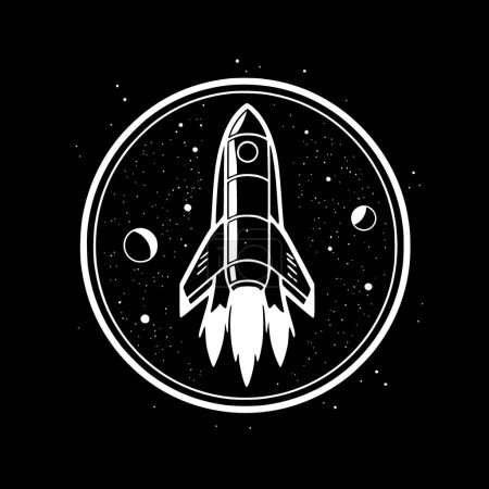 Space - black and white vector illustration