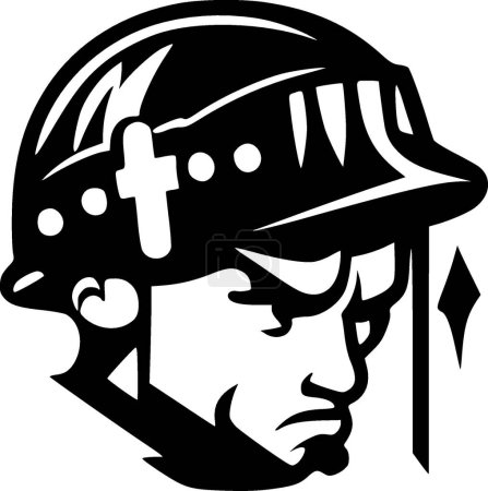 War - black and white isolated icon - vector illustration