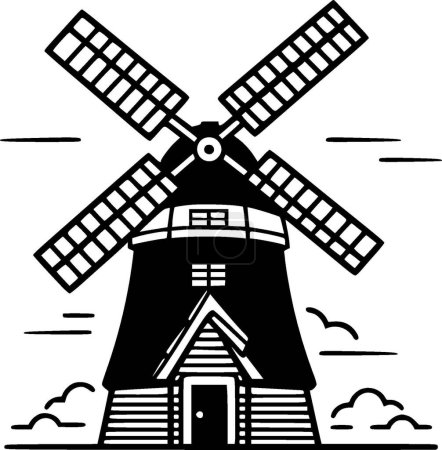 Téléchargez les illustrations : Moulin à vent - logo minimaliste et plat - illustration vectorielle - en licence libre de droit
