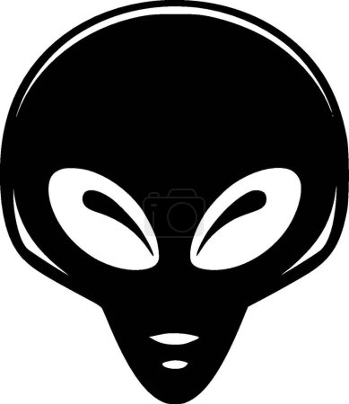 Alien - Schwarz-Weiß-Ikone - Vektorillustration