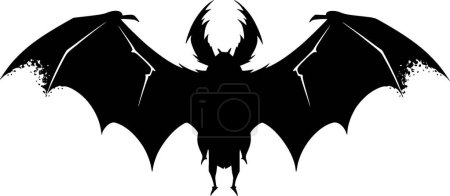 Murciélago - icono aislado en blanco y negro - ilustración vectorial