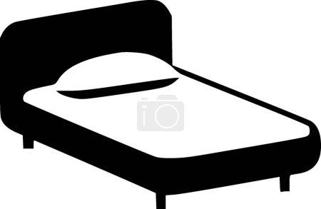 Bed - black and white vector illustration