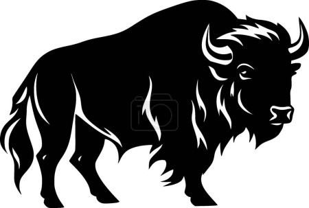Illustration for Bison - black and white vector illustration - Royalty Free Image