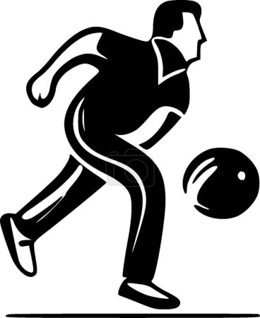 Bowling - icono aislado en blanco y negro - ilustración vectorial