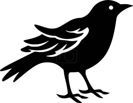 Krähe - schwarz-weißes Icon - Vektorillustration