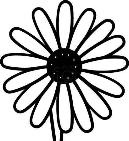 Daisy - icône isolée en noir et blanc - illustration vectorielle