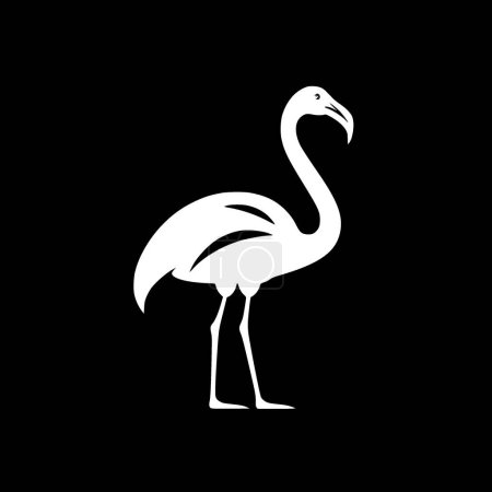 Flamingo - black and white isolated icon - vector illustration