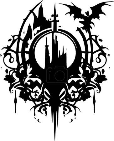 Gotik - Schwarz-Weiß-Ikone - Vektorillustration