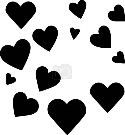Hearts - black and white isolated icon - vector illustration