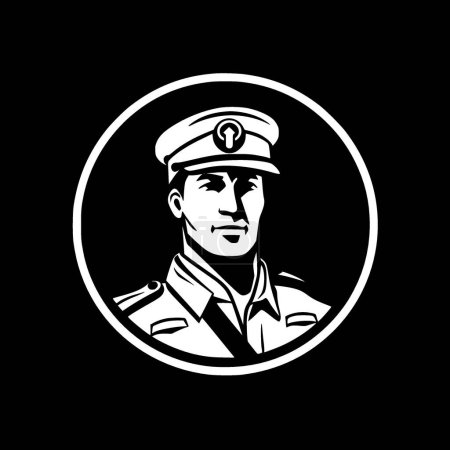 Militaire - illustration vectorielle en noir et blanc
