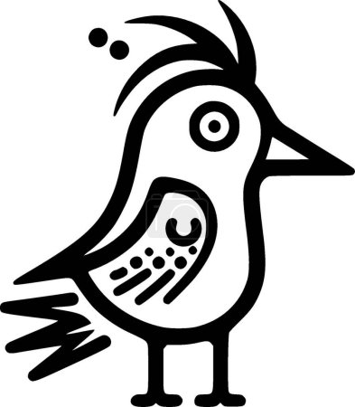 Perroquet - icône isolée en noir et blanc - illustration vectorielle