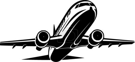 Avion - icône isolée en noir et blanc - illustration vectorielle