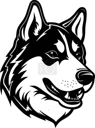 Illustration for Siberian husky - black and white isolated icon - vector illustration - Royalty Free Image