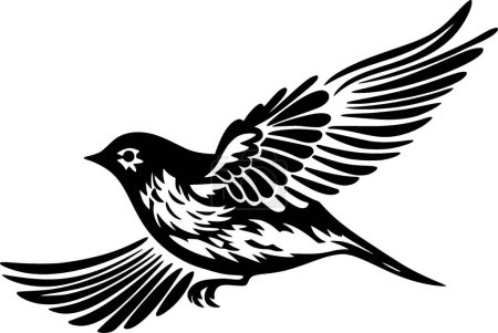 Illustration for Sparrow - black and white vector illustration - Royalty Free Image