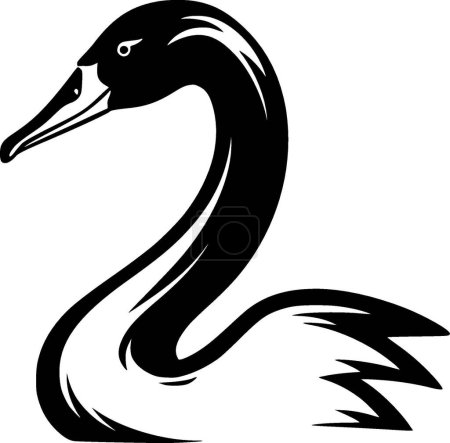 Cygne - icône isolée en noir et blanc - illustration vectorielle
