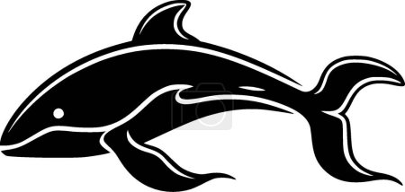 Whale - black and white vector illustration
