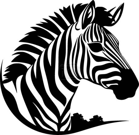 Ilustración de Cebra - icono aislado en blanco y negro - ilustración vectorial - Imagen libre de derechos