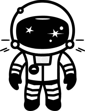 Astronaute - icône isolée en noir et blanc - illustration vectorielle