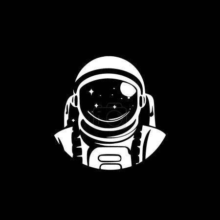 Astronauta - icono aislado en blanco y negro - ilustración vectorial