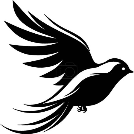Oiseaux - icône isolée en noir et blanc - illustration vectorielle