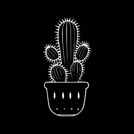 Illustration for Cactus - black and white isolated icon - vector illustration - Royalty Free Image