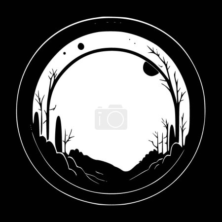 Circle frame - black and white vector illustration