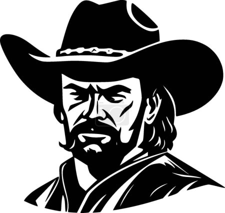 Cowboy - black and white isolated icon - vector illustration