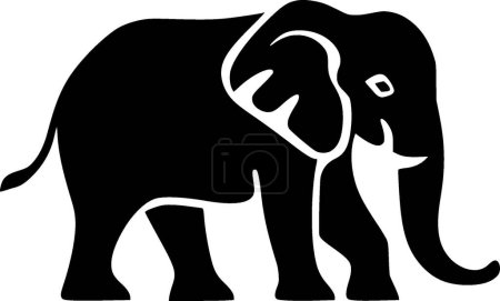 Elefante - icono aislado en blanco y negro - ilustración vectorial