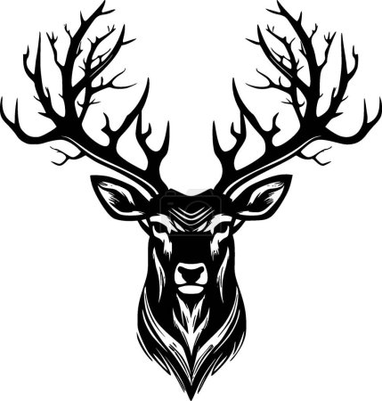 Elk - black and white vector illustration