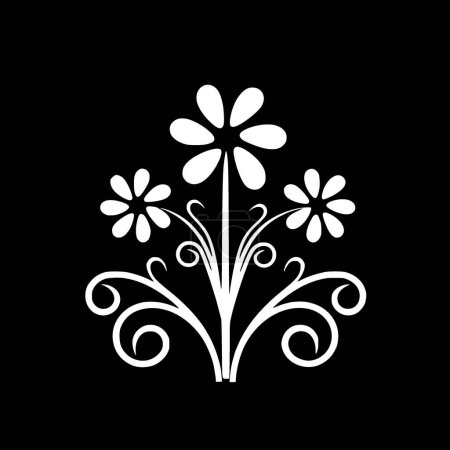 Flowers - minimalist and simple silhouette - vector illustration