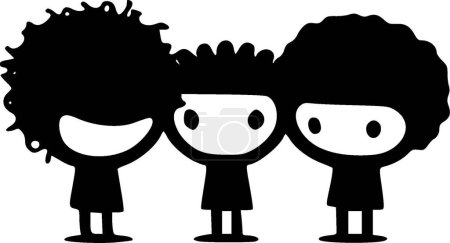 Friends - black and white vector illustration