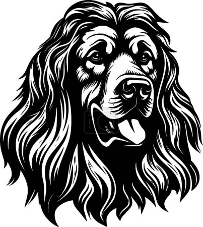 Leonberger - black and white isolated icon - vector illustration