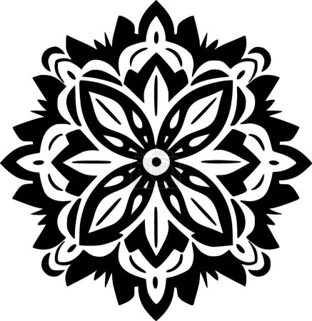 Mandala - black and white vector illustration