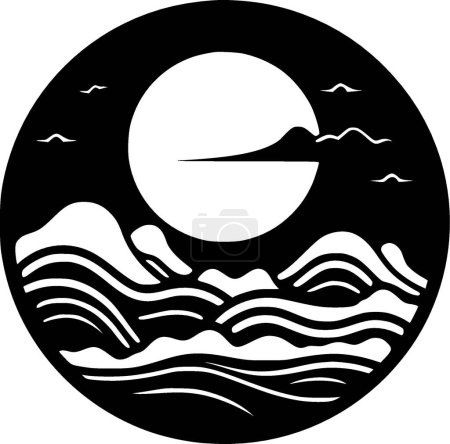 Océan - logo minimaliste et plat - illustration vectorielle