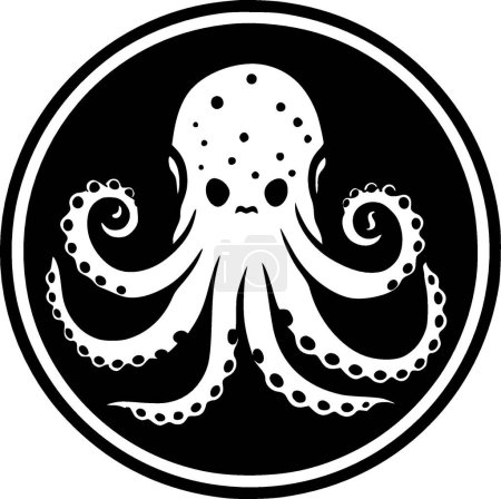 Octopus - black and white isolated icon - vector illustration