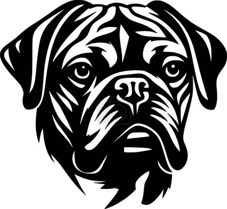 Ilustración de Pug - logo minimalista y plano - ilustración vectorial - Imagen libre de derechos