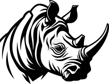 Illustration for Rhinoceros - black and white vector illustration - Royalty Free Image