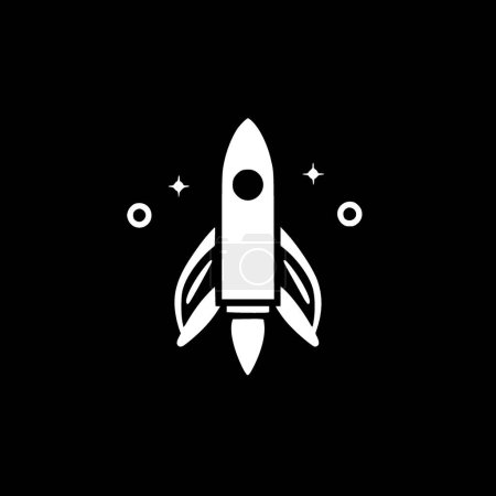 Rocket - illustration vectorielle en noir et blanc