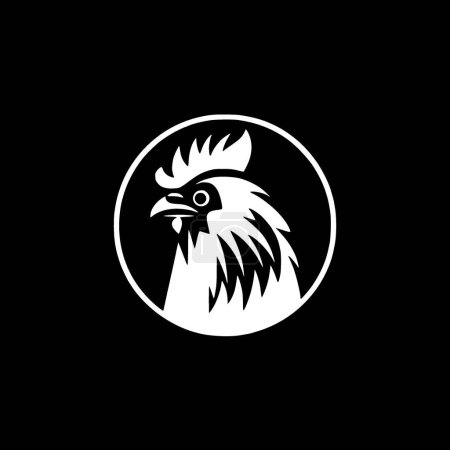 Hahn - schwarz-weißes Icon - Vektorillustration