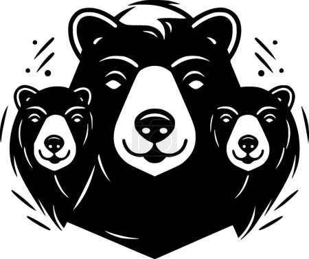 Bears - black and white vector illustration
