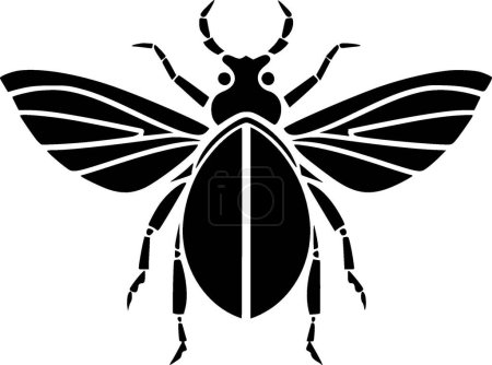 Coléoptère - icône isolée en noir et blanc - illustration vectorielle