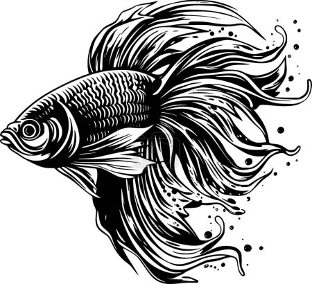 Betta peces - silueta minimalista y simple - ilustración vectorial